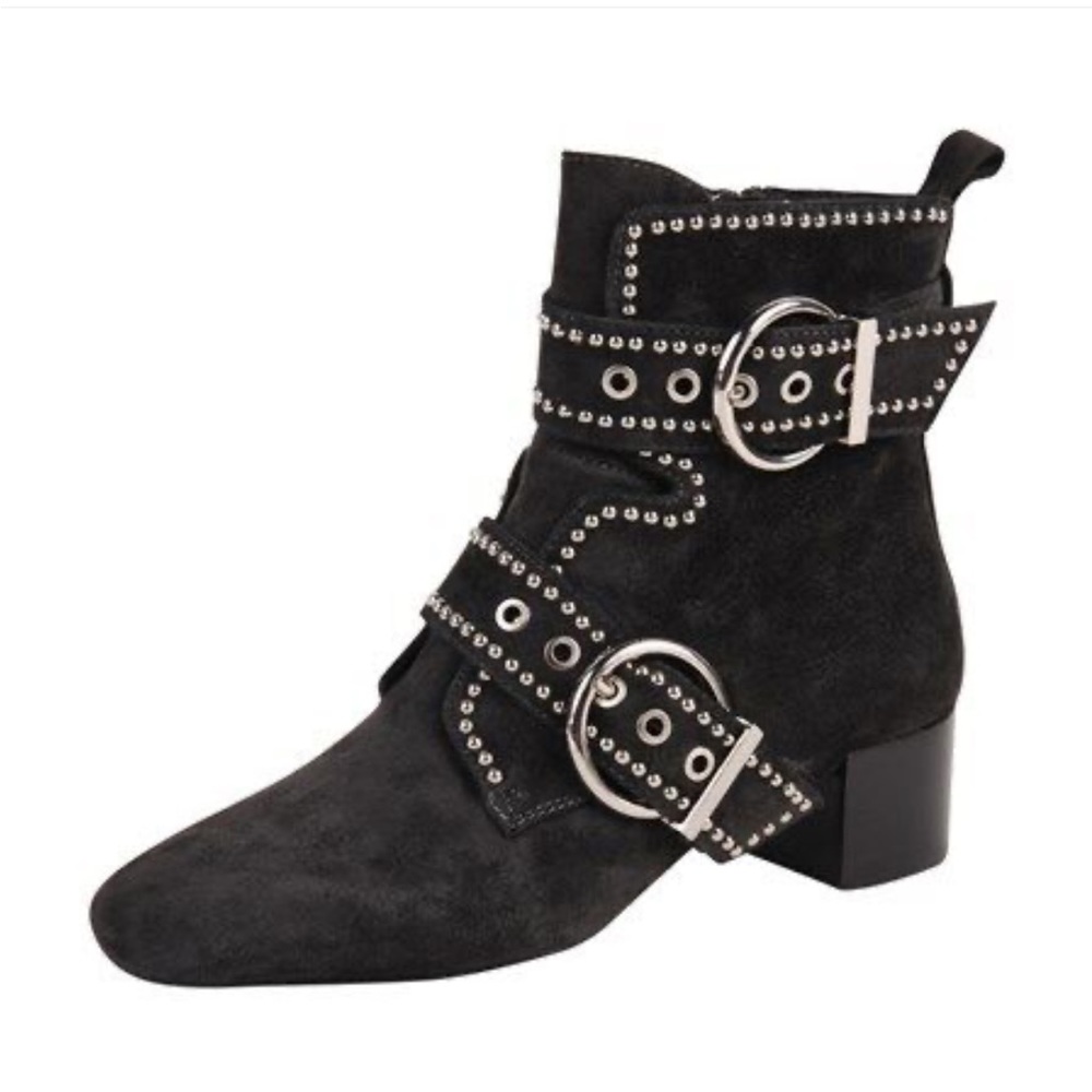 Jeffrey Campbell CYGNET Dk Grey Suede w/Silver Studs Bootie, Sold Out, Sz 7 heel